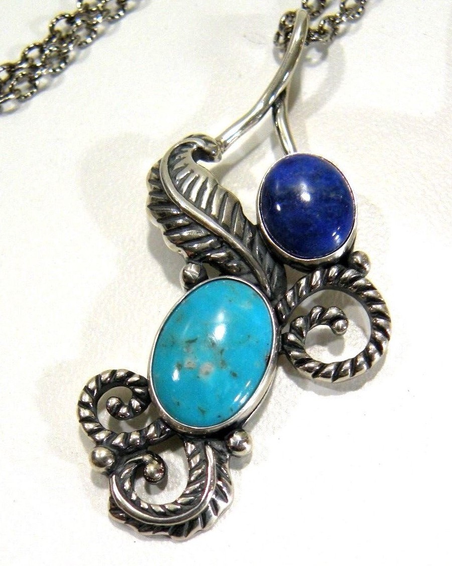 Carolyn Pollack Relios Sterling Turquoise Lapis Cuff Bracelet & Necklace Set 17