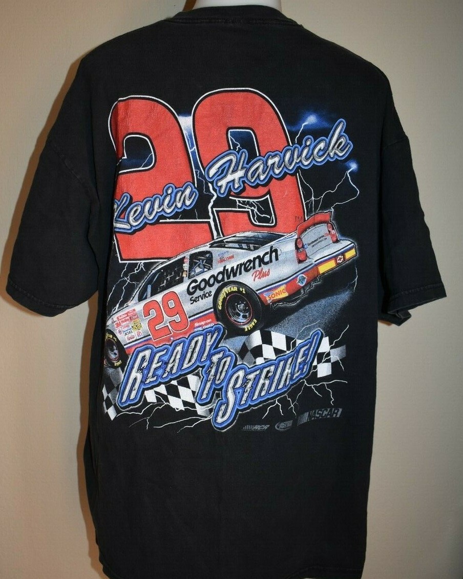 Kevin Harvick Shirt Large White Lightning Tee nascar racing vintage