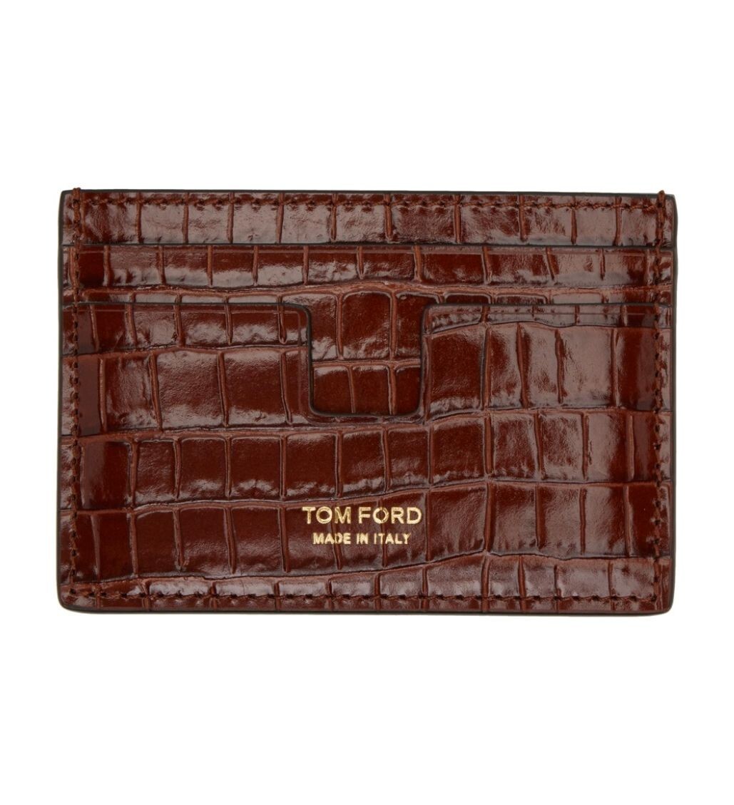 Tom Ford Metal TF Black Grain Leather T Line Billfold Card