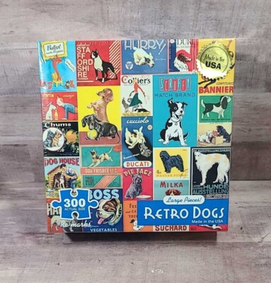 Retro Dogs 300 Piece Jigsaw Puzzle Collage of Dog Posters/Signs NEW Sealed