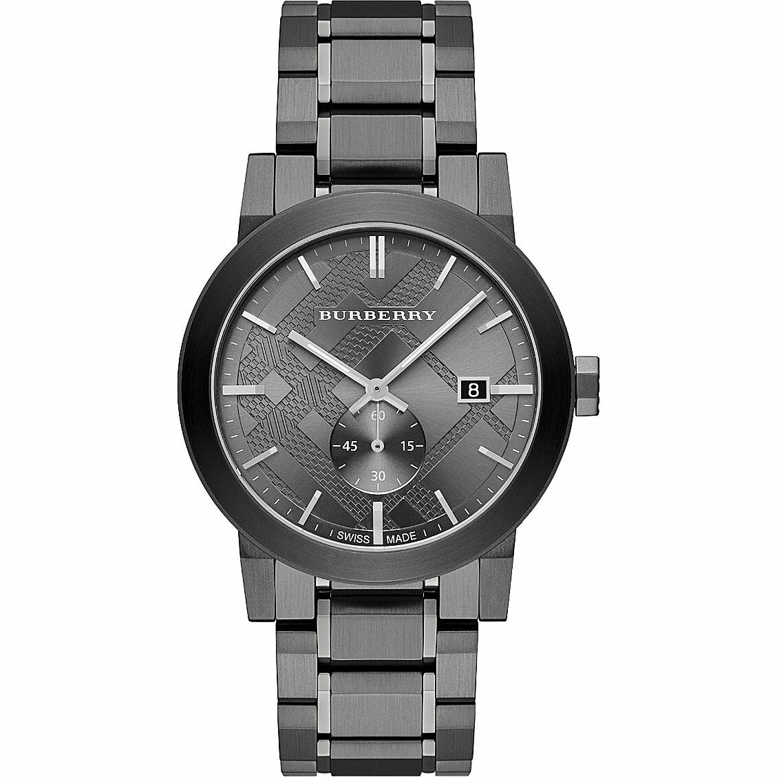 Pre-owned Burberry City Gunmetal Gray Tone,stainless Steel Bracelet Watch Bu9902