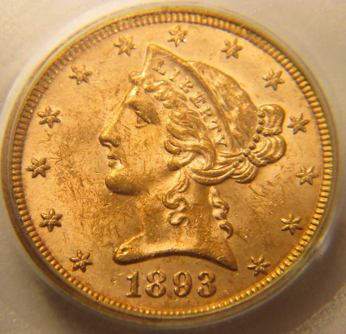 1893 $5 Five Dollar Gold LIBERTY HEAD HALF EAGLE  PCGS MS 61 OGH UNC 1218670EB