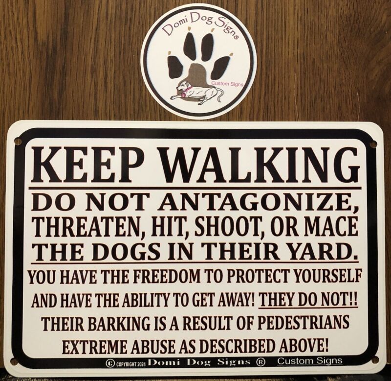 Metal Warning Keep Walking Dog Sign For FENCE,Beware Of Dog 8"x12" Guard Dogs