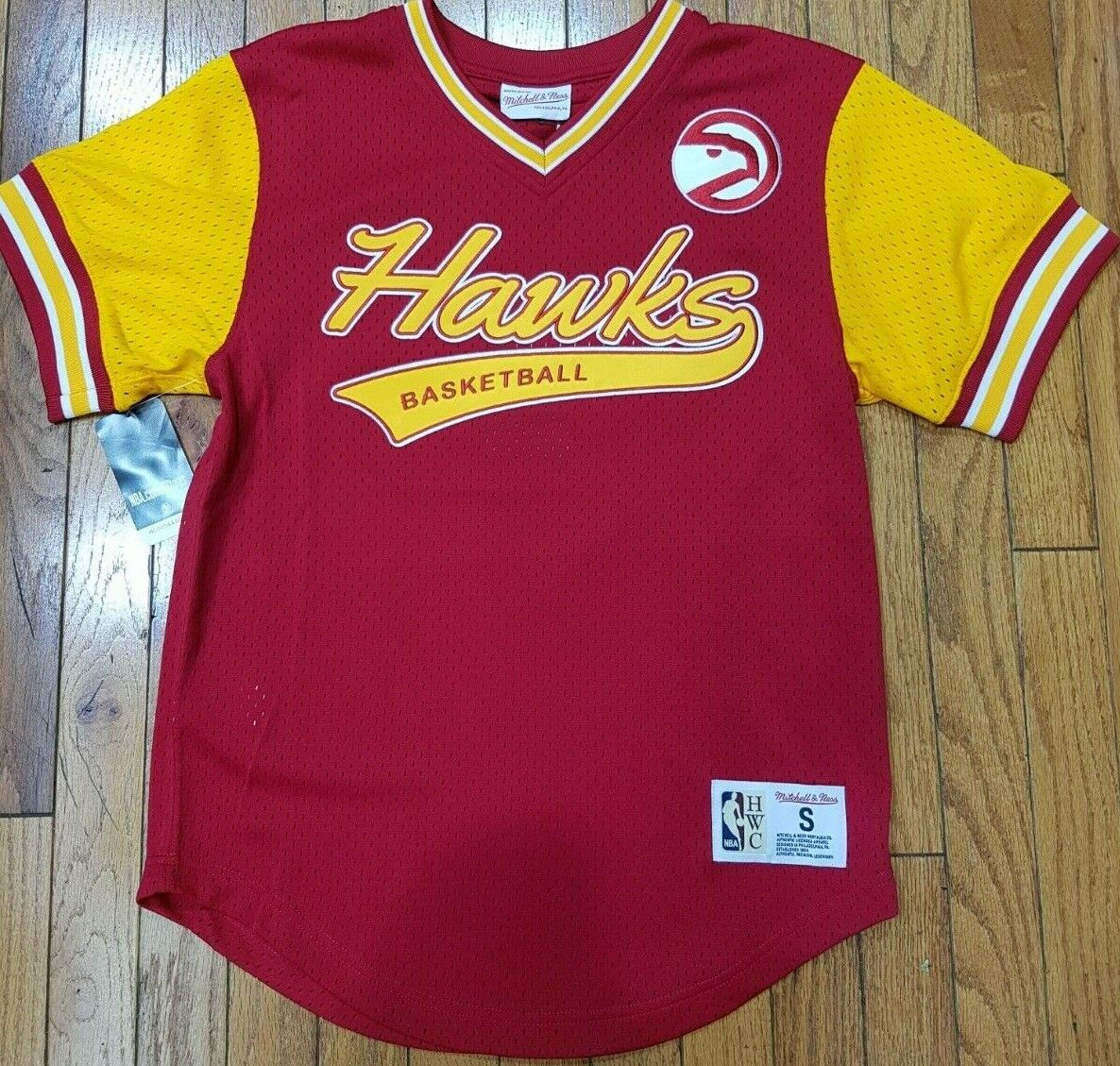 New MITCHELL & NESS Atlanta Hawks Red MESH V Neck JERSEY NBA | eBay