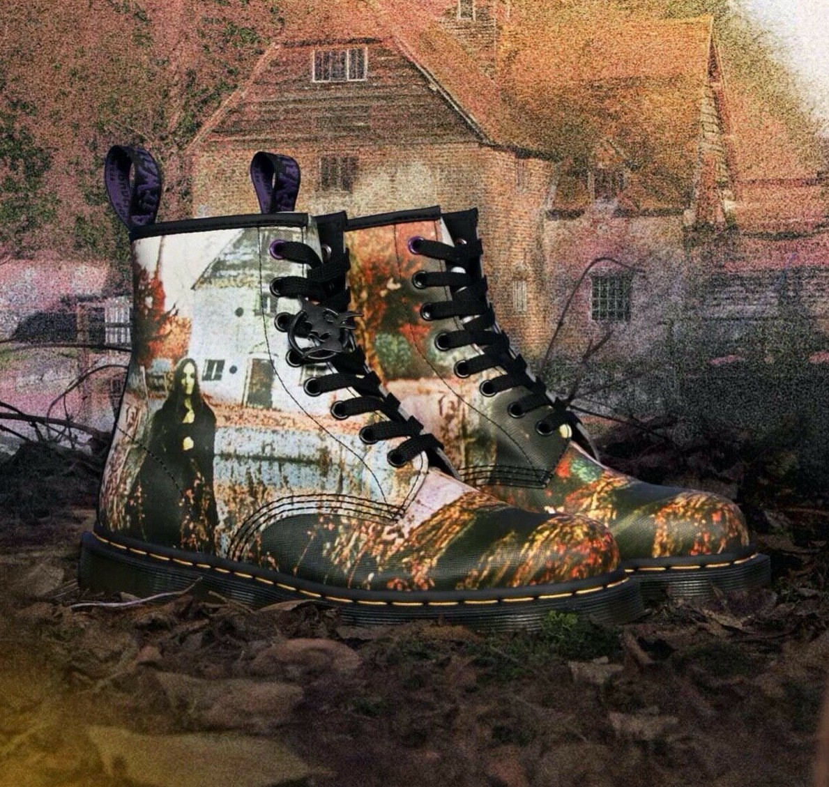 Pre-owned Dr. Martens 1460 Black Sabbath "limited Edition" Leather Boots 26315102 In Multicolor