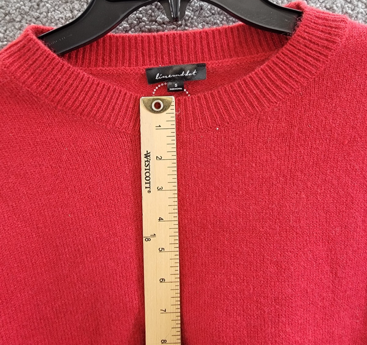 Line & Dot Double Layer Sweater Women's S Red Round Neck Long Sleeve Pullover - Picture 11 of 20