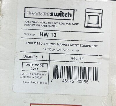HW13 Sensor Switch / Acuity Controls Wall Mount Hallway Sensor Passive Infrared