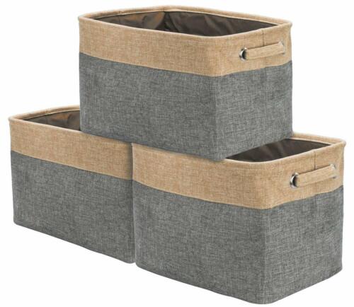Large Storage Basket Rectangular Fabric Collapsible Organizer Bin Box 3-Pack