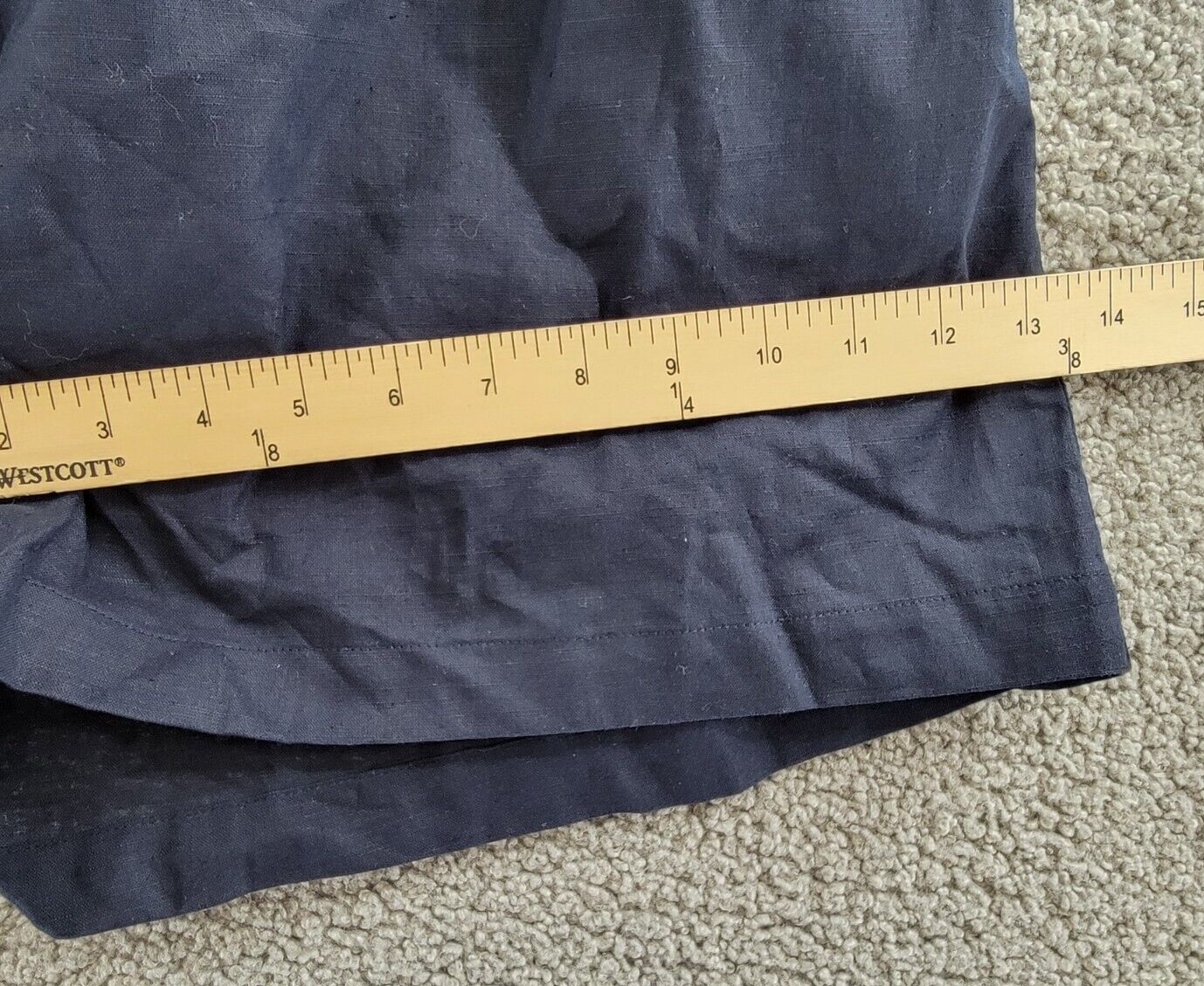 Aqua Linen Blend Mini Pleated Casual Short Women's L Navy Drawstring Pull On~ - Picture 6 of 16