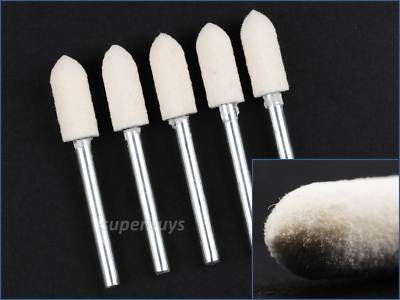 5pcs 6mm Bullet Wool Felt Polishing Bit Cone Buff Rotary Drill Firm 3mm Shank 