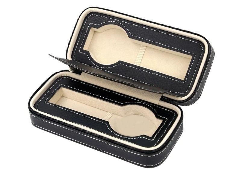 Black • Luxury Watch Travel Case • Holds 2 •