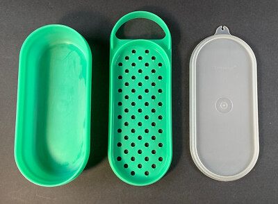 Vintage Tupperware Cheese Grater Cheese Storage #1375 Jadeite Green 3 Piece Set