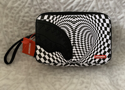 Sprayground TRIPPY Shark Bite, Black and White, All Day,Toiletry,Money Bag NEW