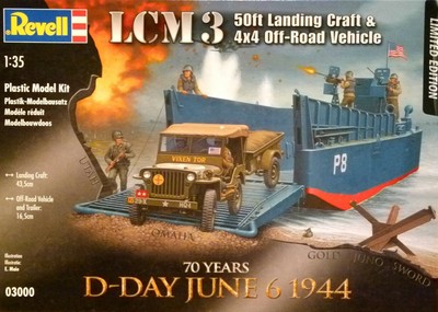 Revell 1:35 LCM 3 Landing Craft And Jeep With Trailer Vehicle Model Kit