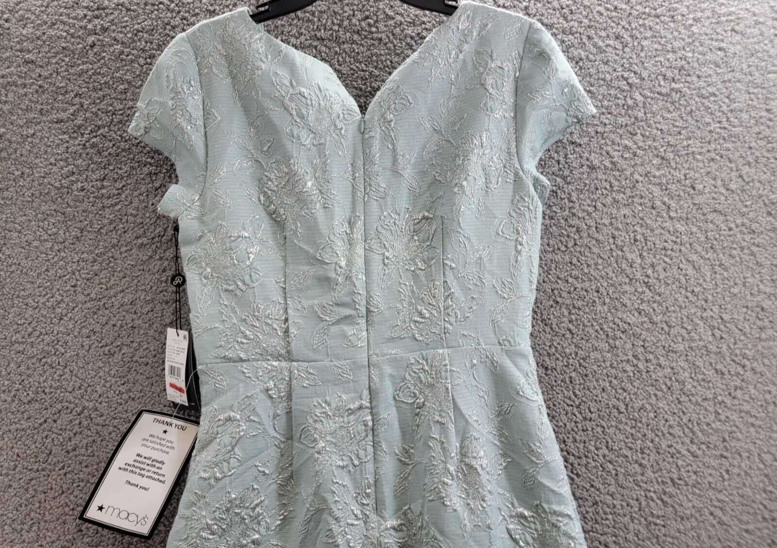 Adrianna Papell Short-Sleeve Jacquard Dress Women's 8 Mint Silver Zip Closure - Picture 11 of 18