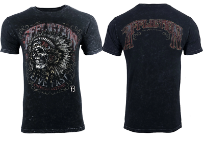 AFFLICTION Men's T-shirt AC IROQUOIS BLACK LAVA Biker Skull Tattoo MMA S-4XL