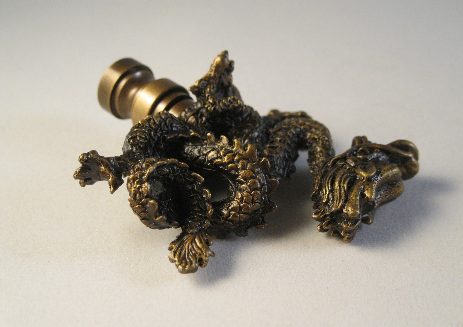 Lamp Finial-SERPENT/DRAGON-Aged Brass Finish, Highly detailed metal casting,FS