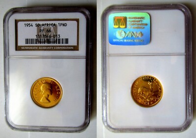 SOUTH AFRICA 1954 ELIZABETH II POUND PR66 GOLD COIN MINT 1275 !