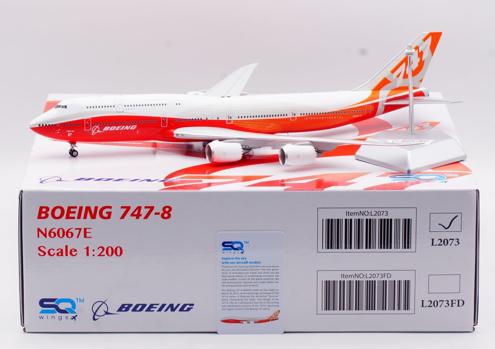 SQ Wings 1:200 Boeing B747-8 Sunrise 'House Color' Diecast SQ Wings 1:200 Boeing B747-8 Sunrise 'House Color' Diecast