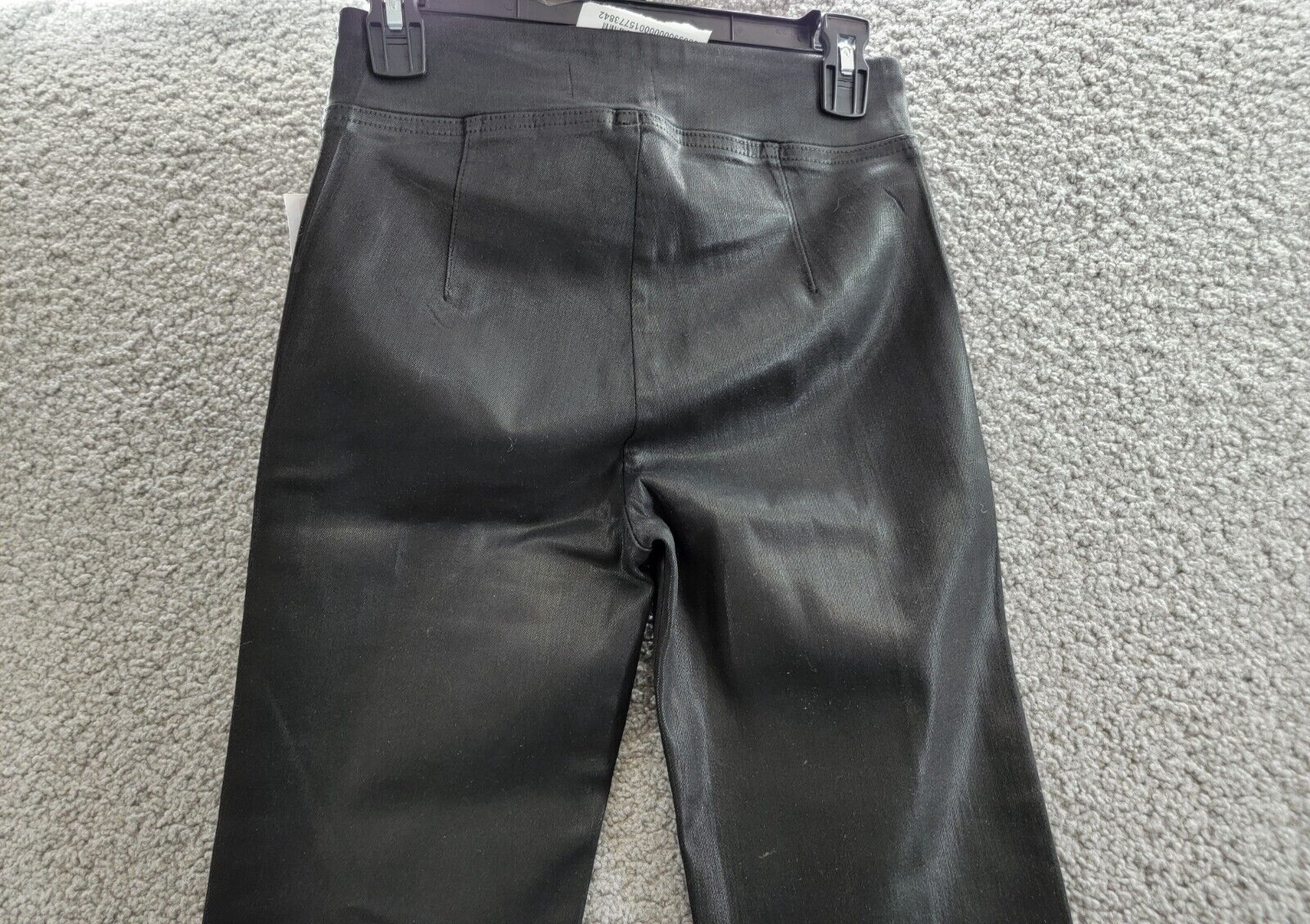 Frame Jet Set Pull On Pants Women's 0 Noir Coated Solid High Rise Elastic Waist - Picture 12 of 18