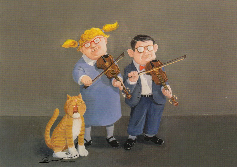 Postkarte: Tiemann - Keine Gnade FÃ¼R Vivaldi / Katze / Geige