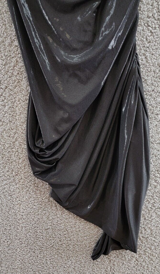 Norma Kamali Strapless Diana One-Shoulder Gown Women's M/38 Black Lined Pullover - Picture 4 of 15