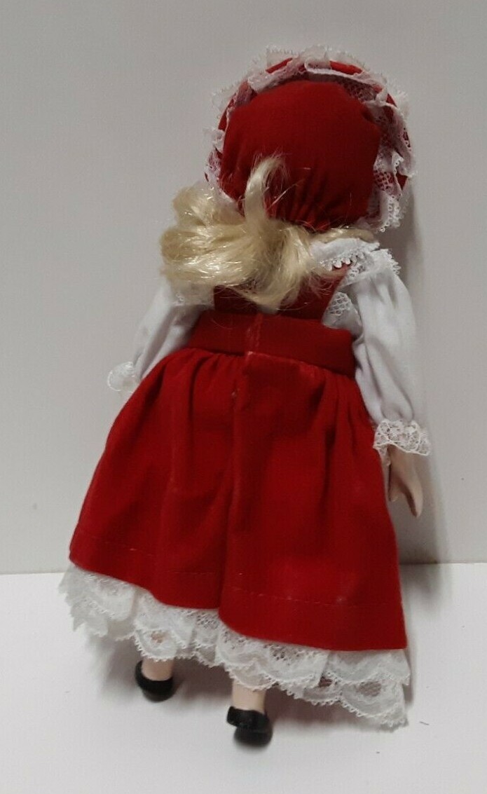 Old 1960s Doll with Red Outfit Hard Plastic
