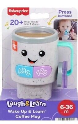 Fisher-Price Laugh and Learn Wake Up Coffee Mug Baby Stanley Cup Tumbler In Hand