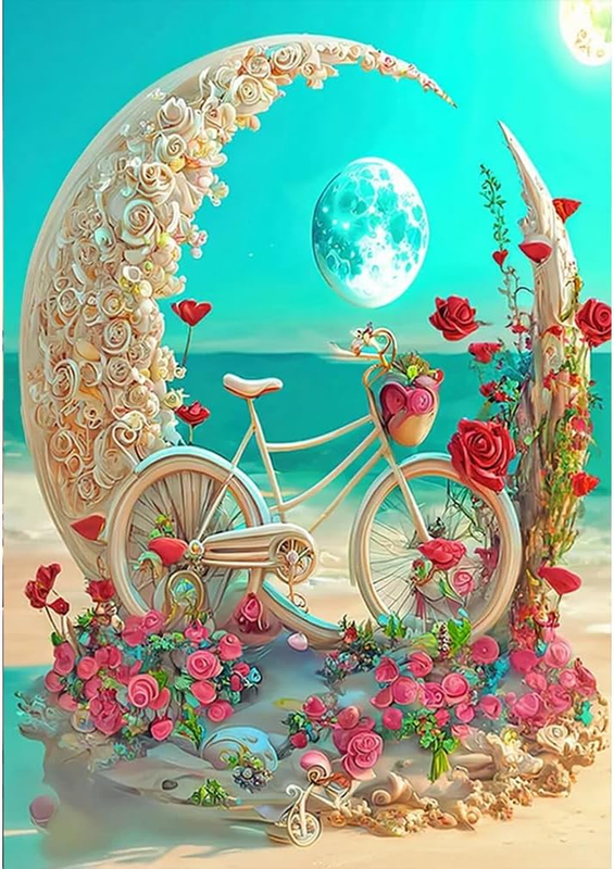 Moon Diamond Painting,5D Bike Diamond Painting Kits for Adults Kids,Full Drill r