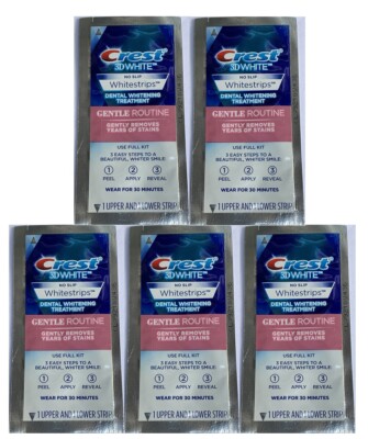 5 Pouch CREST 3D Gentle Routine Whitestrips White Strips Teeth Dental Whitening