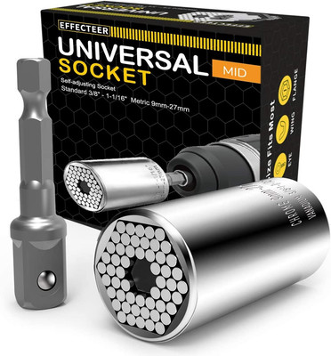Universal Socket, Self-Adjusting Socket Fits Standard 3/8'' - 1-1/16'' Metric 9M