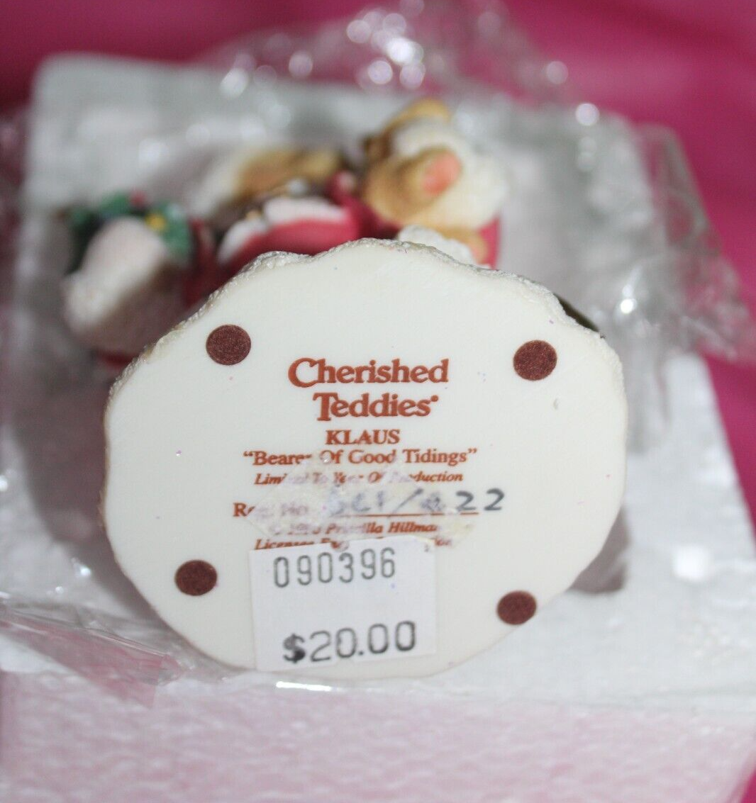 Enesco Cherished Teddies Figurine Klaus Bearer of Good Tidings 176036  1996