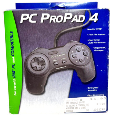 Vintage PC Pro Pad 4 Computer Game Controller by PERFORMANCE- TESTED-IBM