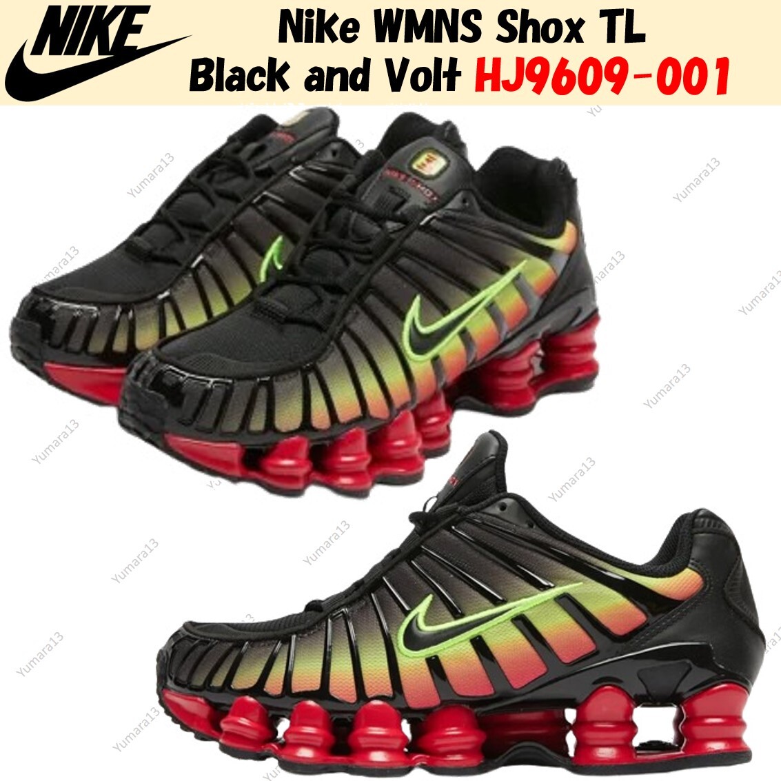 Pre-owned Nike Wmns Shox Tl Black And Volt Hj9609-001 Women's Size