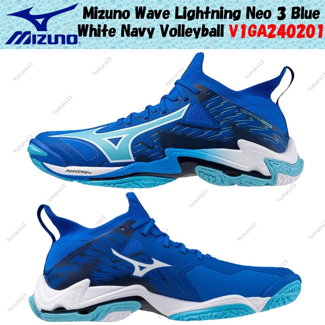 Mizuno Wave Lightning Neo 3 Blue White Navy Volleyball