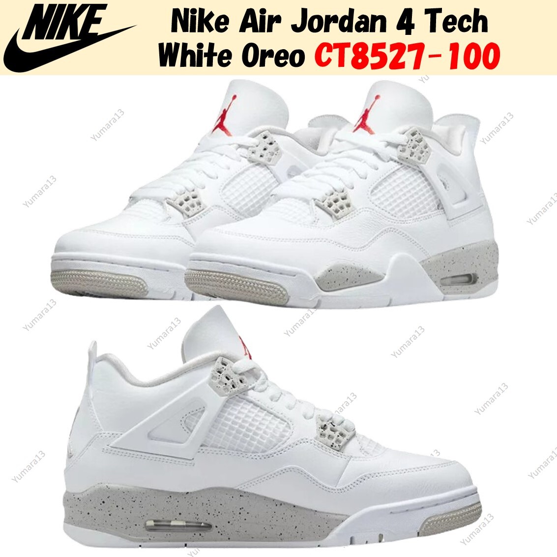 Nike Air Jordan 4 Tech White Oreo CT8527-100 Men's Custom | eBay