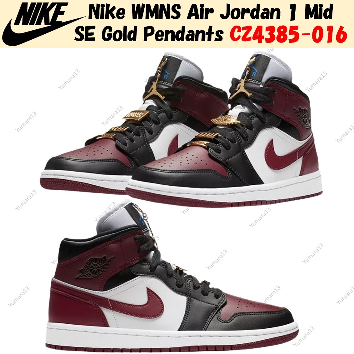 Pre-owned Jordan Nike Wmns Air  1 Mid Se Gold Pendants Cz4385-016 Women's Size In Multicolor