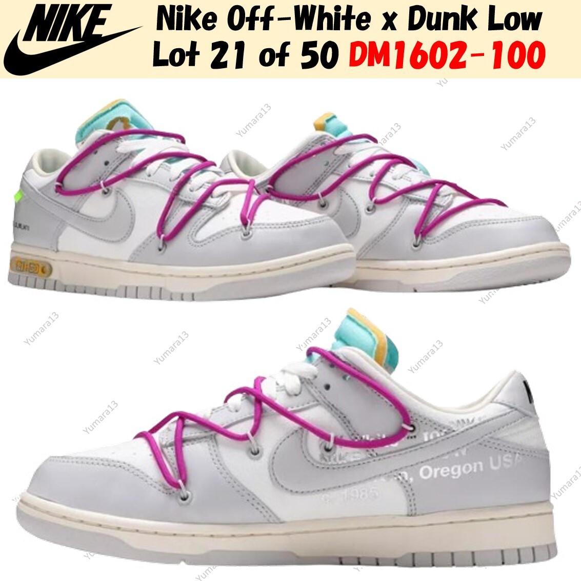 靴 NIKE DM1602-100 DUNK LOW OFF WHITE 27.5 Nike Dunk Low Off-White Lot 21 Men's - DM1602-100 - US