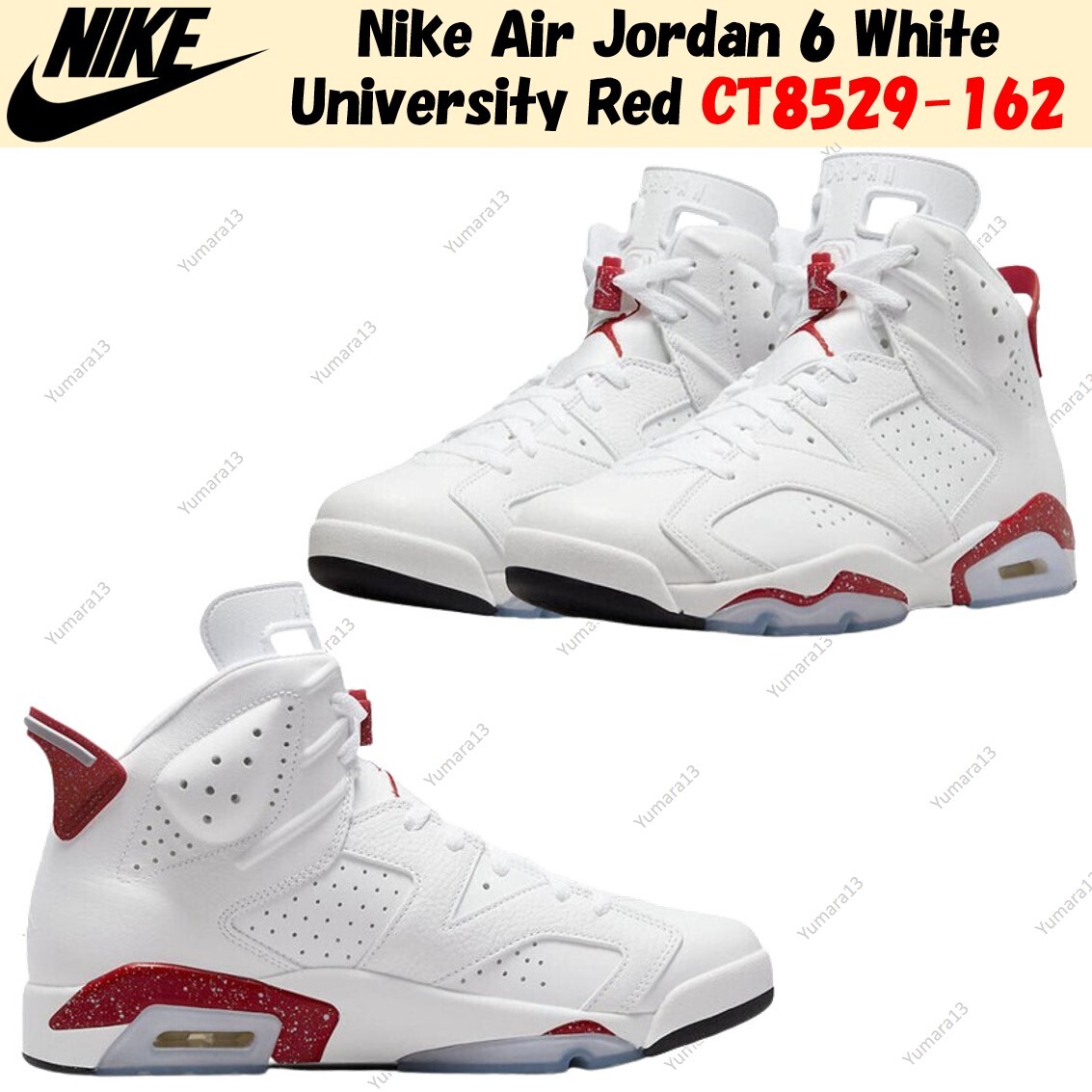 【新品】Air Jordan 6 Red 30cm Sz 4/6.5Y/9.5 Nike Air Jordan 6 VI Retro Toro Bravo Varsity
