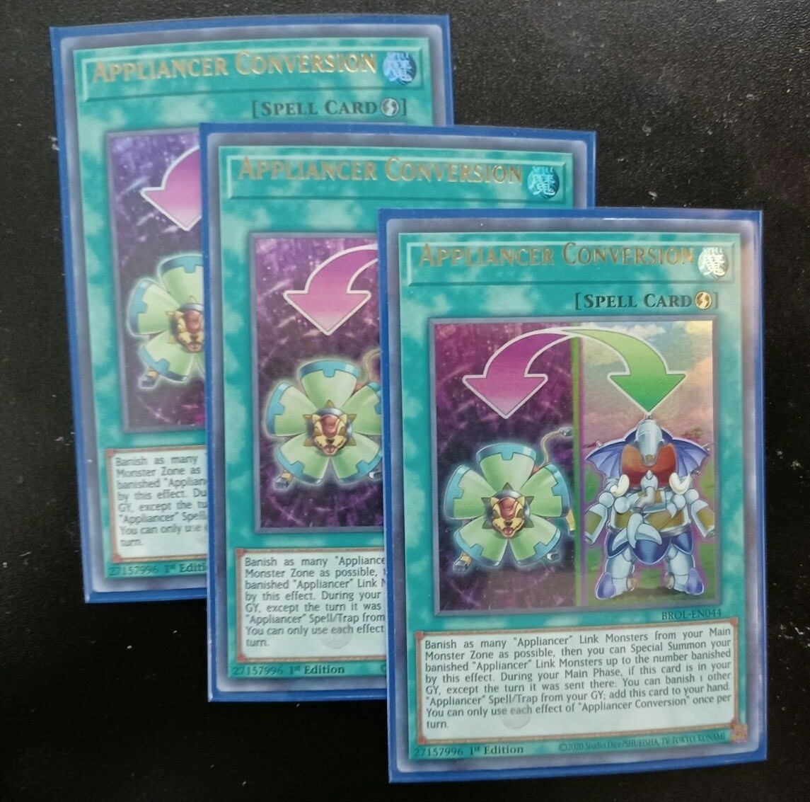 Yugioh! 3x Appliancer Conversion Name Shift Misprint BROL-EN044 Ultra