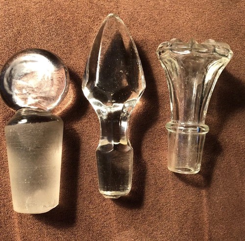 Lot Vintage Cruet Decanter Bottle Glass Stopper