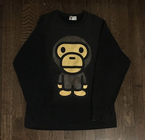 トレーナー A bathing ape BABY MILO CREWNECK A BATHING APE トレーナー スウェット BABY MILO VOLUME SLEEVE