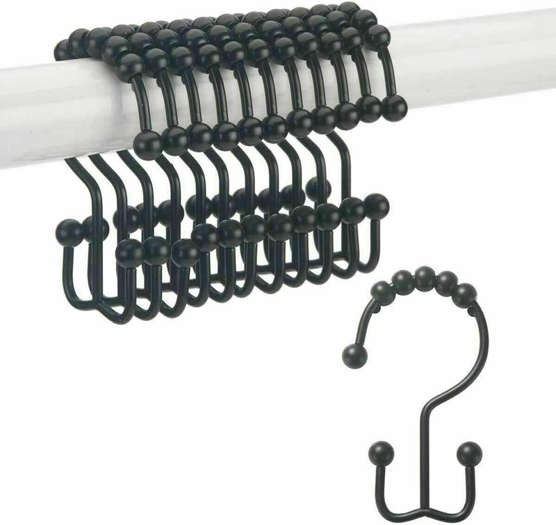 12 Pcs Shower Curtain Hooks Rings Metal Stainless Steel Hooks for Bathroom