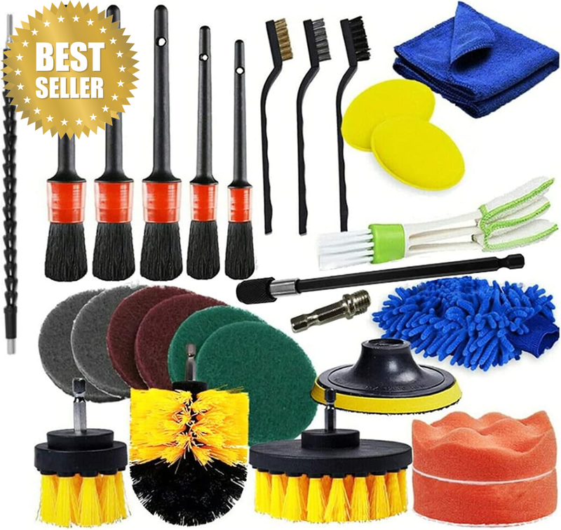 27 PCS Drill Brush Attachments Car Detailing Brush Kit for Auto Exterior and Int