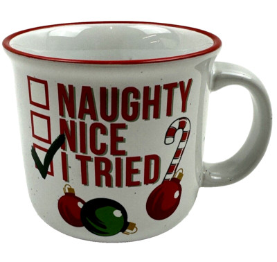 Naughty Nice I Tried Checklist Spoontiques Ceramic 14oz. Coffee Tea Mug New
