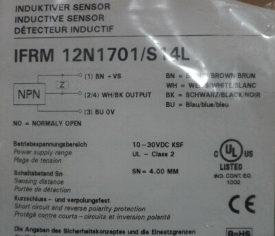 NEW Baumer Inductive Sensors IFRM 12N1701/S14L, 10-30VDC. 4mm Sensing Distance