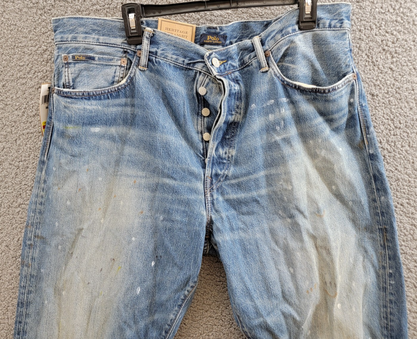 Polo Ralph Lauren Heritage Straight-Fit Distressed Jeans Men's 38x32 Habana~ - Picture 3 of 22