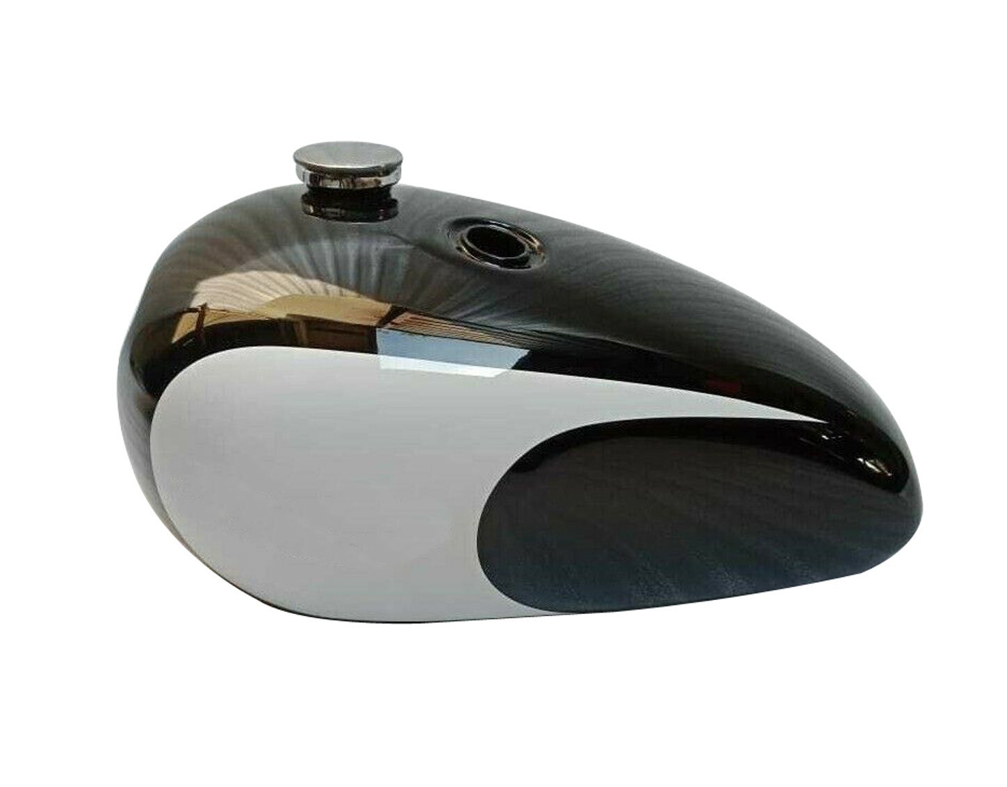 Fits Triumph T140 Black & White Painted Petrol Gas Fuel Tank With Cap 