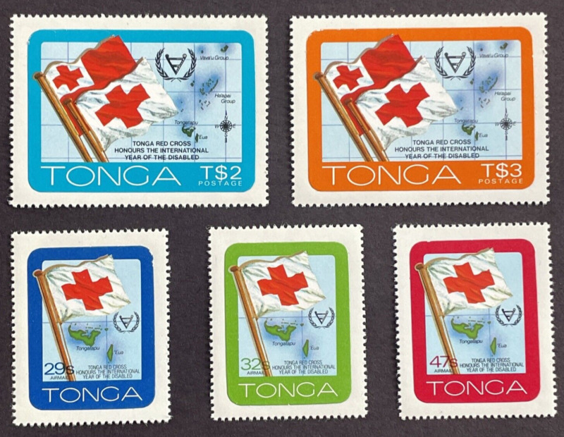 Tonga 1981 Set of 5 MNH  Scott 483 - 484, C300 - C302 Disabled Persons