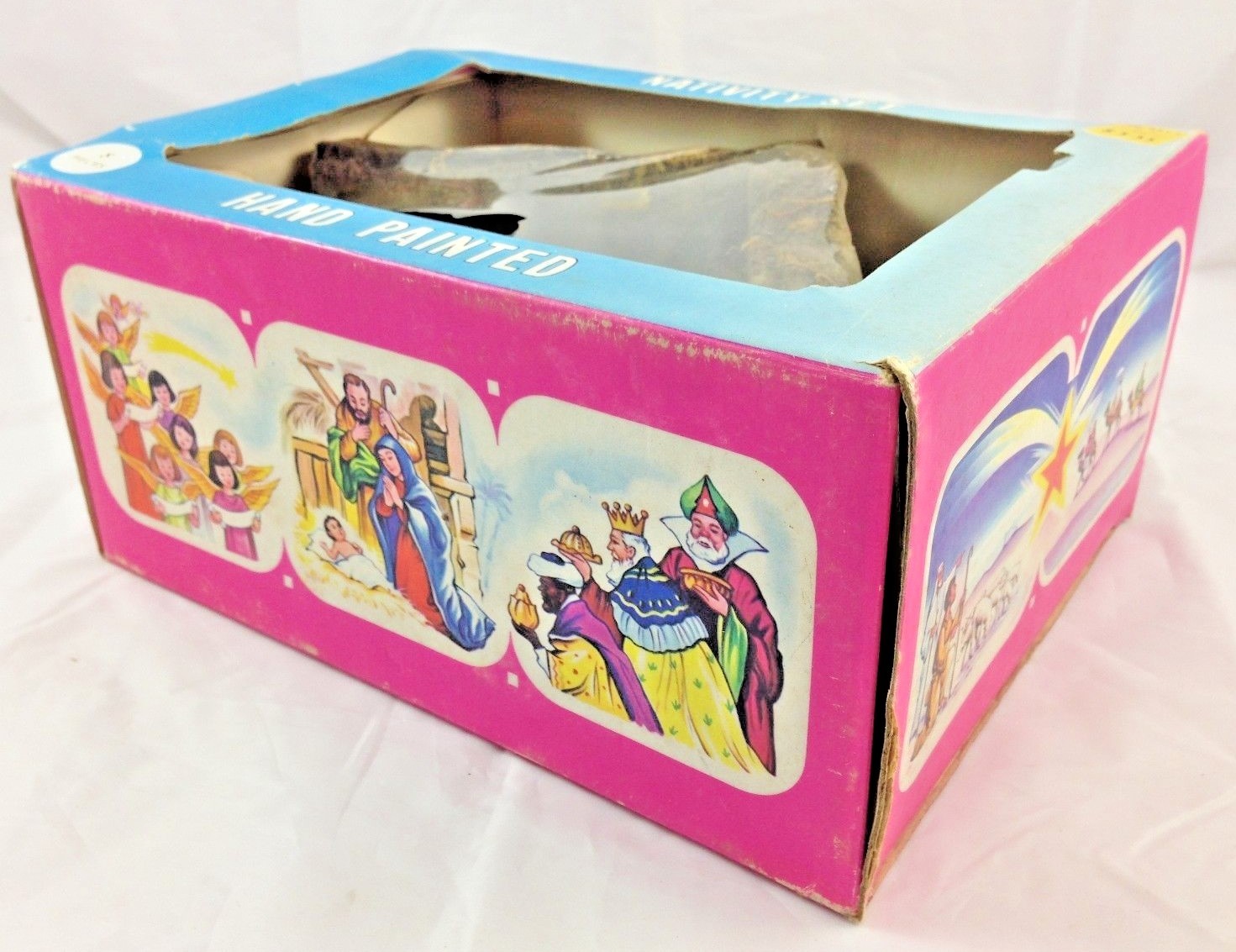 Vintage Kresge Nativity Set Hand Painted Child Friendly Plastic Molded NOS